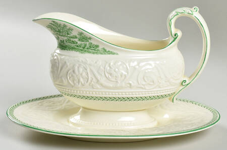 Torbay Green Gravy Boat with Attached Underplate