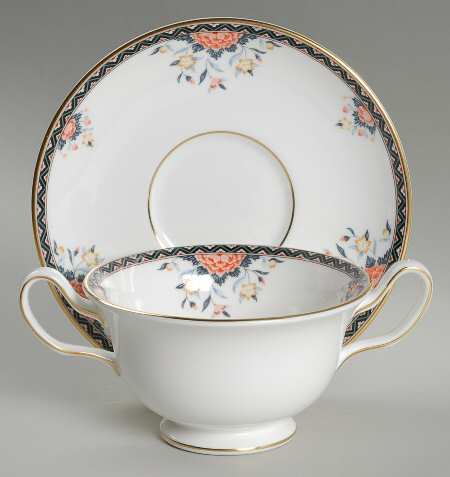 Touraine Footed Cream Soup Bowl & Saucer Set