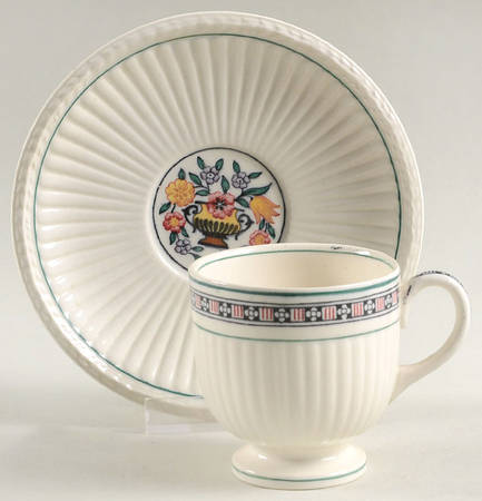 Trentham Light Blue Navy Footed Demitasse Cup & Saucer Set