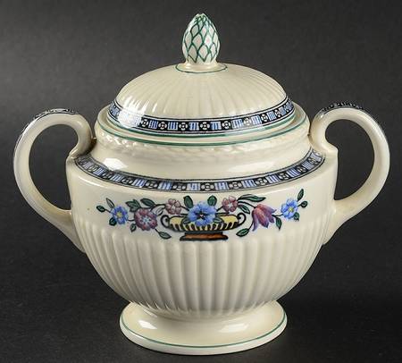 Trentham Light Blue Navy Sugar Bowl & Lid