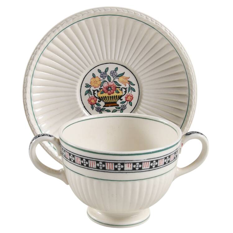 Trentham Red Footed Bouillon Cup & Saucer