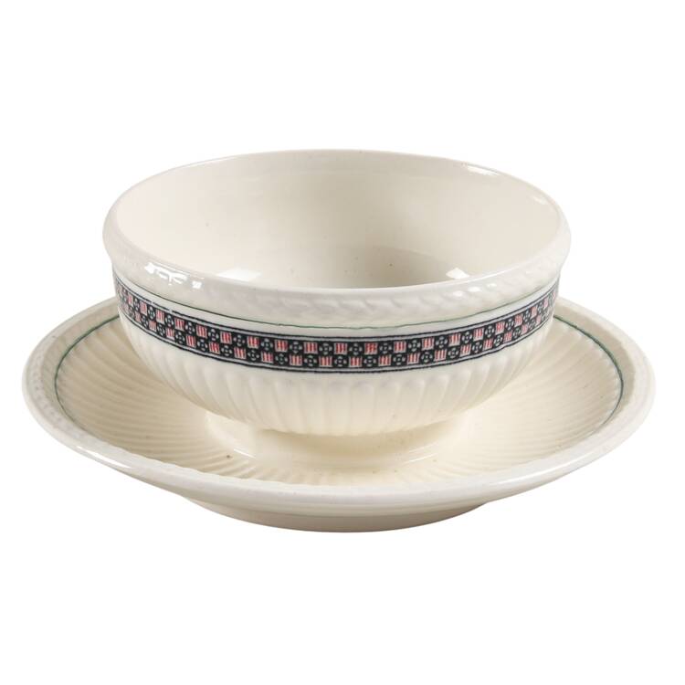 Trentham Red Round Butter with Attached Underplate No Lid