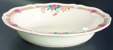 Trellis Flower 9" Oval Vegetable Bowl
