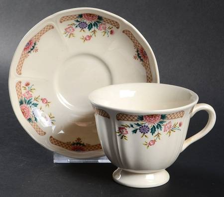 Trellis Flower Footed Cup & Saucer Set