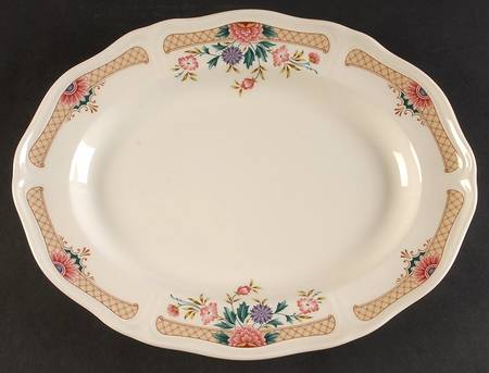 Trellis Flower 13" Oval Serving Platter