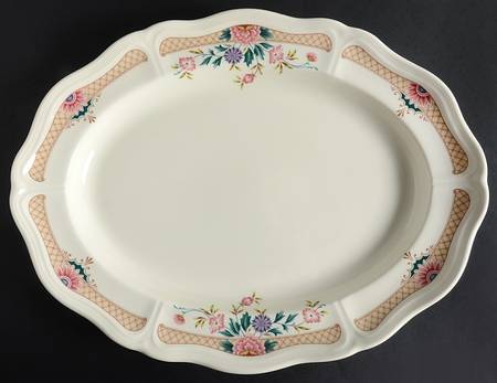 Trellis Flower 15" Oval Serving Platter