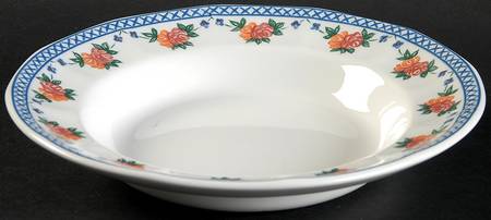 Trellis Rose Rim Soup Bowl