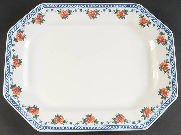 Trellis Rose 14" Oval Serving Platter