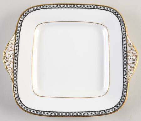 Ulander Black Square Handled Cake Plate