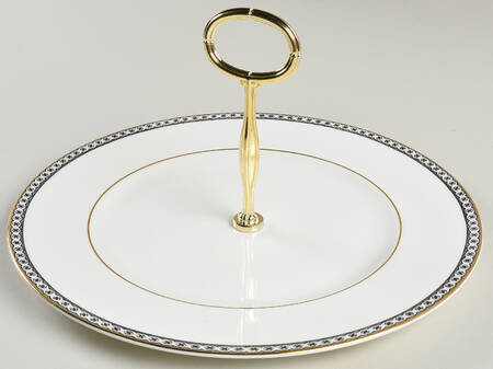 Ulander Black Round Serving Plate with Center Handle (Dp) Hc