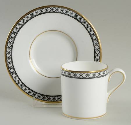 Ulander Black Bond Shape Demitasse Cup and Saucer Set