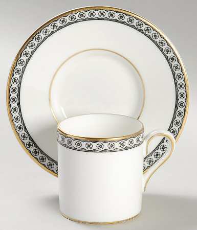 Ulander Black Bond Shape Demitasse Cup and Saucer Set