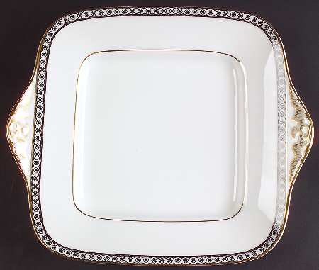 Ulander Black Square Handled Cake Plate