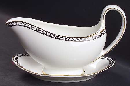Ulander Black Gravy Boat & Underplate by Wedgwood