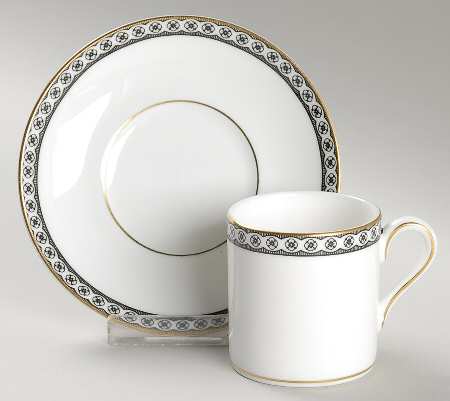 Ulander Black Bond Shape Demitasse Cup and Saucer Set