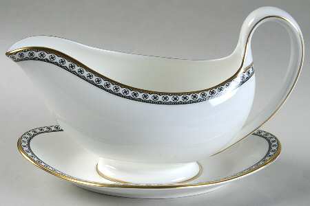 Ulander Black Gravy Boat & Underplate by Wedgwood