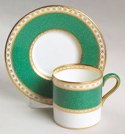 Ulander Powder Green Bond Shape Demitasse Cup and Saucer Set