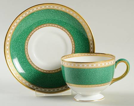 Ulander Powder Green Leigh Shape Footed Cup & Saucer Set