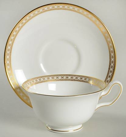 Ulander Gold Peony Shape Footed Cup & Saucer Set