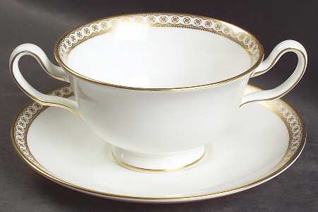 Ulander Gold Footed Cream Soup Bowl & Saucer Set