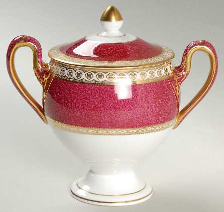 Ulander Powder Ruby Globe Shape Sugar Bowl & Lid by Wedgwood