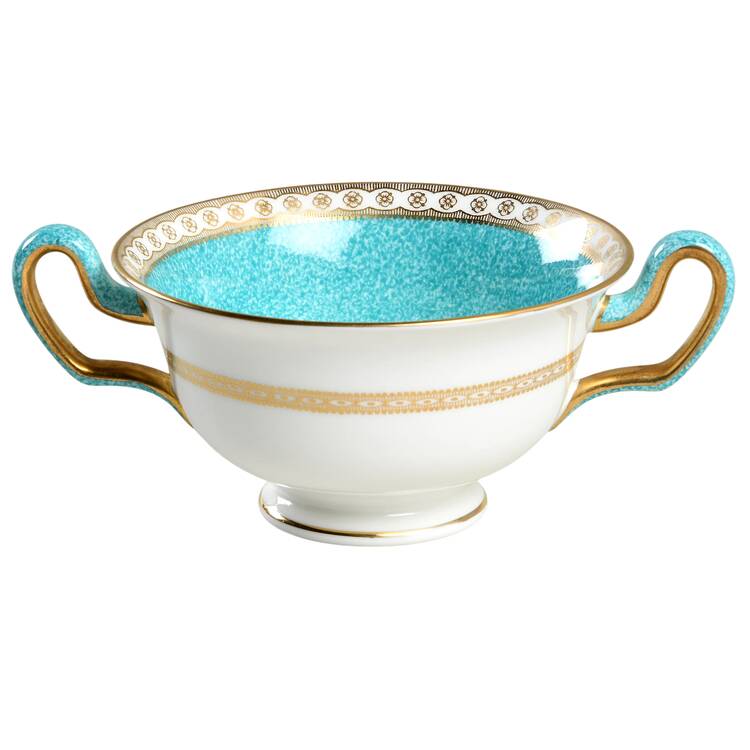 Ulander Powder Turquoise Footed Cream Soup Bowl