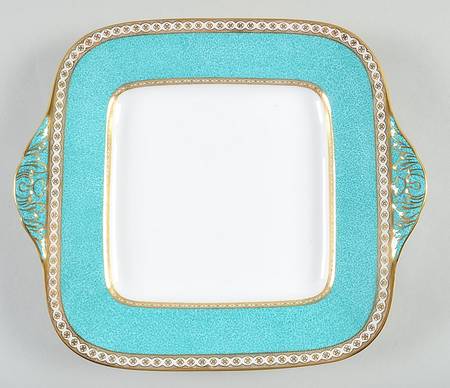 Ulander Powder Turquoise Square Handled Cake Plate