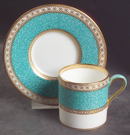 Ulander Powder Turquoise Bond Shape Demitasse Cup and Saucer Set