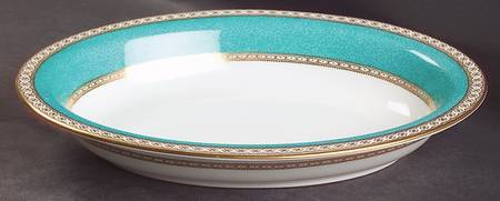 Ulander Powder Turquoise 10" Oval Vegetable Bowl
