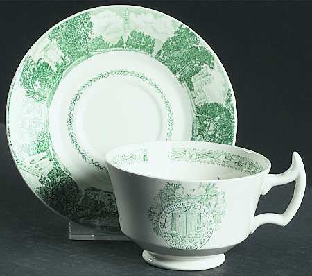 University of California Green Footed Cup & Saucer Set