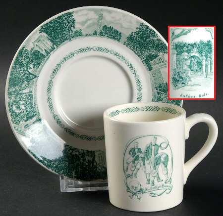 University of California Green Bond Shape Demitasse Cup and Saucer Set