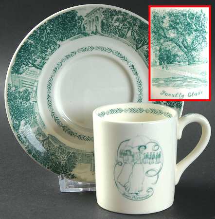University of California Green Bond Shape Demitasse Cup and Saucer Set