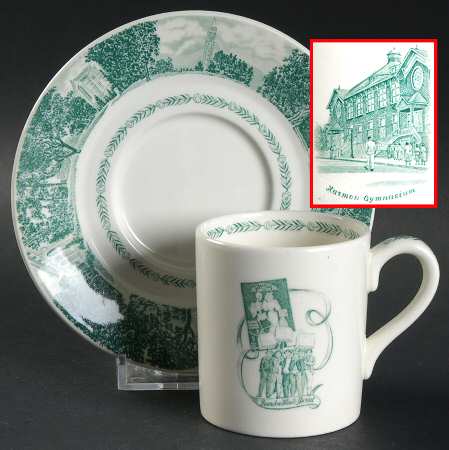 University of California Green Bond Shape Demitasse Cup and Saucer Set