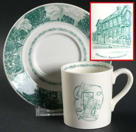 University of California Green Bond Shape Demitasse Cup and Saucer Set