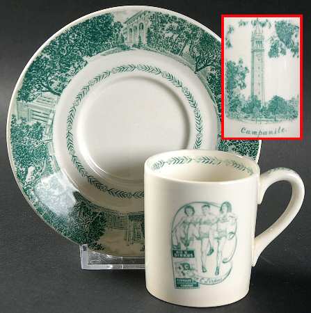 University of California Green Bond Shape Demitasse Cup and Saucer Set