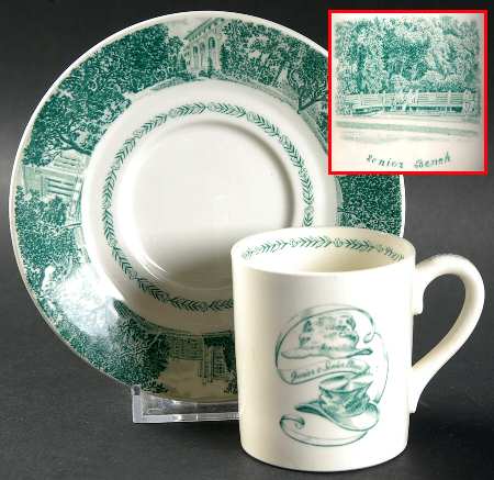 University of California Green Bond Shape Demitasse Cup and Saucer Set
