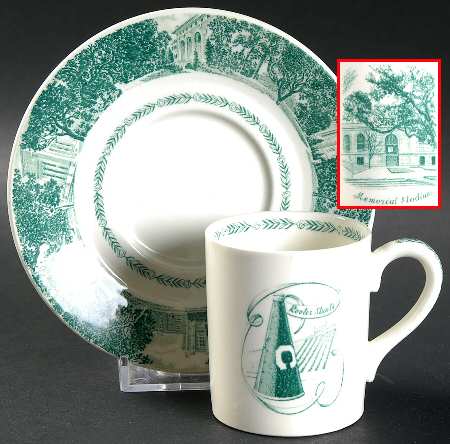 University of California Green Bond Shape Demitasse Cup and Saucer Set