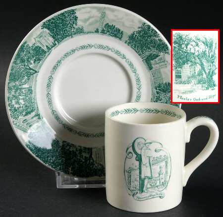 University of California Green Bond Shape Demitasse Cup and Saucer Set
