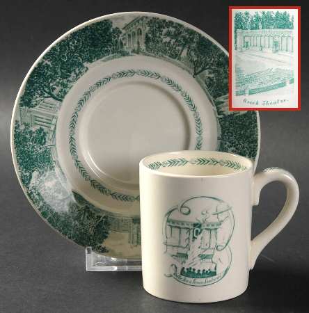 University of California Green Bond Shape Demitasse Cup and Saucer Set