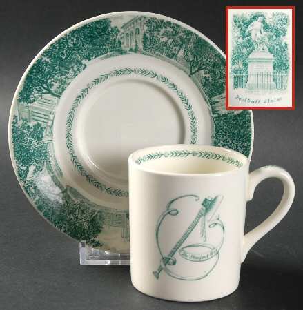 University of California Green Bond Shape Demitasse Cup and Saucer Set