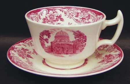 Union College Red Footed Cup & Saucer Set
