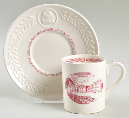 University of Pennsylvania Pink Flat Demitasse Cup & Saucer Set by Wedgwood