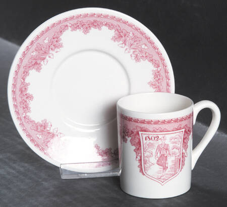 United States Military Academy Red Flat Demitasse Cup & Saucer Set