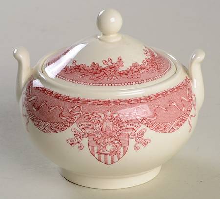 United States Military Academy Red Sugar Bowl & Lid
