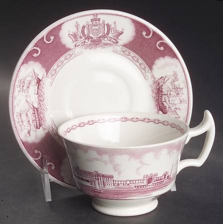 United States Naval Academy Mulberry Footed Cup & Saucer Set