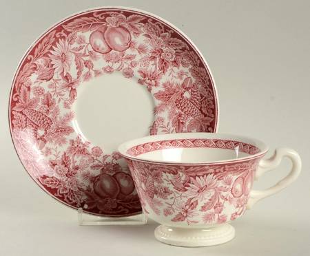 Vassar College Pink Footed Cup & Saucer Set
