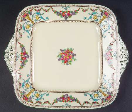Ventnor (Ivory Background) Square Handled Cake Plate
