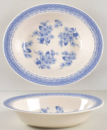 Vintage Blue 10" Oval Vegetable Bowl
