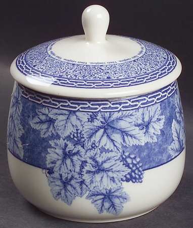 Vintage Blue Sugar Bowl & Lid