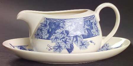 Vintage Blue Gravy Boat & Underplate